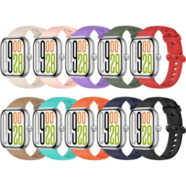 Z.DuDuZAZA Pulseiras esportivas compatíveis com Xiaomi Redmi Watch 5 para mulheres e homens, pulseira macia à prova d'água com adaptador de conexão de metal para Redmi Watch4 e Watch5, pacote com 10