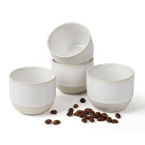 ZEBERBO Conjunto de 4 xícaras de café expresso de cerâmica, canecas de café expresso de parede dupla para copos Nespresso, xícaras de café expresso esmaltadas especiais para máquina (branco puro)