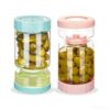 ZENS Pote de picles com tampa de filtro, recipiente separador de suco de pickle ampulheta de 1,048 g, tampa hermética à prova de vazamento, design duplo de secagem úmida, tampa de rastreador de tempo
