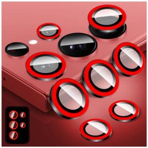 Zeponny Protetor de lente de câmera luminoso para Samsung Galaxy S22 Ultra, protetor de tela de vidro temperado colorido noctilucente, anéis de liga de alumínio antiarranhões que brilham no escuro