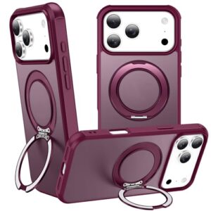 ZHOGTNEG Anel giratório magnético de 360° para iPhone 17 Pro Max, suporte de metal embutido e suporte de anel, compatível com Magsafe, proteção de nível militar, resistente a choques e vibrações