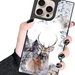 ZHUXUXITT Capa retangular para iPhone 16 Pro Max - Design de veado de inverno para homens e meninos [anti-arranhões] Capa protetora de TPU resistente à prova de choque