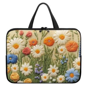 ZIATUBLES Bolsa para laptop com estampa de margarida 3D com estampa de rosa, 10 a 17 polegadas, à prova d'água, capa para laptop com alça e bolso para mulheres e homens, pasta protetora para tablet