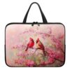 ZIATUBLES Capa para laptop com alça para computador compatível com tablet de 10 a 17 polegadas rosa cereja floral cardeal pássaro impressão 360° pasta de transporte protetora para mulheres e homens