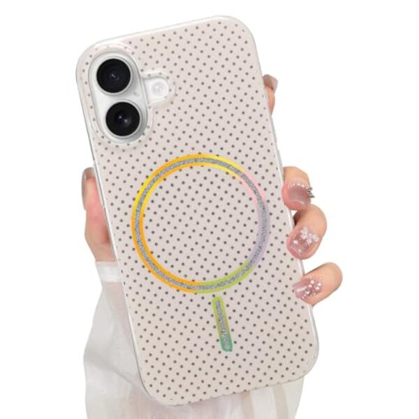 ZIYE Capa compatível com iPhone 17 com design magnético fofo de bolinhas para meninas e mulheres, compatível com Magsafe, proteção contra quedas, antiarranhões, à prova de choque, fina, capa de