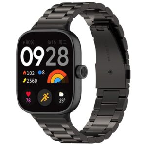 ZLYLVRC Pulseira de relógio de aço inoxidável compatível com Redmi Watch 4/para Mi Band 8 Pro Smartwatch pulseiras ajustáveis para mulheres e homens (preto)