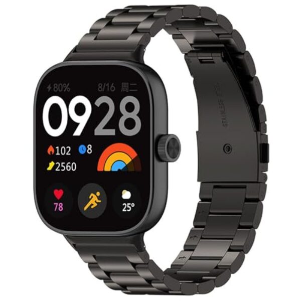 ZLYLVRC Pulseira de relógio de aço inoxidável compatível com Redmi Watch 4/para Mi Band 8 Pro Smartwatch pulseiras ajustáveis para mulheres e homens (preto)
