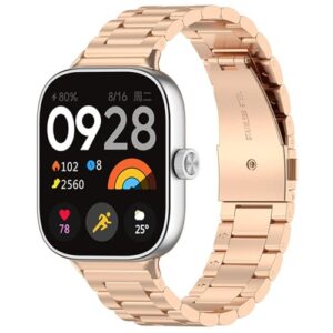 ZLYLVRC Pulseira de relógio de aço inoxidável compatível com Redmi Watch 4/para Mi Band 8 Pro Smartwatch ajustável para mulheres e homens (ouro rosa)