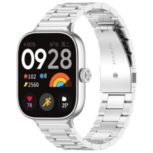 ZLYLVRC Pulseira de relógio de aço inoxidável compatível com Redmi Watch 4/para Mi Band 8 Pro Smartwatch pulseiras ajustáveis para mulheres e homens (prata)