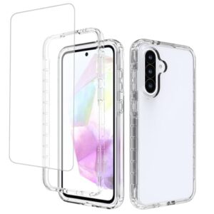 Zoeirc Capa para Galaxy A36 5G/Galaxy A56 (5G) SM-A366U Capas com protetor de tela de vidro temperado, capa macia 360 à prova de choque híbrida transparente para Samsung Galaxy A36 transparente