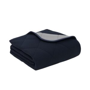 ZonLi Cobertor pesado acolchoado para adultos, cobertor de algodão grosso com contas de vidro premium (6,8 kg, 122 x 183 cm), roupa de cama respirável para todas as estações, cor contrastante azul