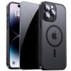 ZOZDOKG Capa para iPhone 14 Pro Max com protetor de tela de privacidade para câmera [apto para MagSafe] Capa magnética translúcida fosca à prova de choque para iPhone 14 ProMax, preta