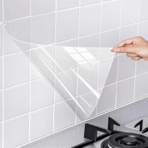 ZQtyf Papel de contato transparente – Adesivo de vinil autoadesivo removível à prova de óleo à prova d'água protetor de parede, rolo de papel autoadesivo para portas de armário Backsplash filme