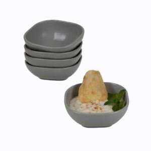 ZQtyf Tigelas de mergulho, tigelas de palha de trigo, conjunto de copos inquebráveis de 142-127 g para acompanhamento, ketchup, soja, churrasco, sobremesa, sushi, festa, condimentos (cinza)