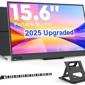 ZSCMALLS Tela portátil, monitor estendido de 15,6 polegadas 1080p, tela portátil 1000:1 100% sRGB USB-C HDMI para laptop, tela de viagem HDR com alto-falantes e Smart para PC PS5/4 Xbox Switch