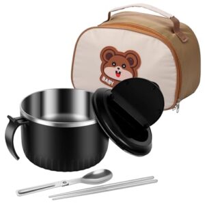 Zuxmvot Tigela de ramen segura para micro-ondas, conjunto de tigelas de ramen de 1600 ml com colher de emenda e pauzinhos dobráveis, tigela multiuso para panela de ramen com tampa para escritório em