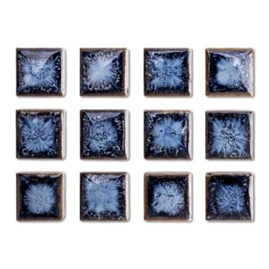 12 peças de ímãs de geladeira de peças de cerâmica degradê preto-azul adequados para fotos e anotações em escritórios, cozinhas, armários de armazenamento, geladeiras, armários de armazenamento e