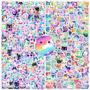 200 peças de adesivos de gato fofo arco-íris para crianças, adesivos Kawaii Kitty para meninas, meninos, adolescentes e adultos, adesivos de vinil à prova d'água para garrafa de água, laptop, bagagem