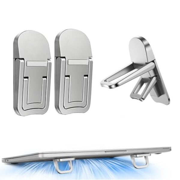 2 peças de mini suporte de laptop para mesa, suporte de teclado portátil para mesa, acessórios de mesa de escritório invisíveis dobráveis, suporte ajustável para teclado de computador para laptops e