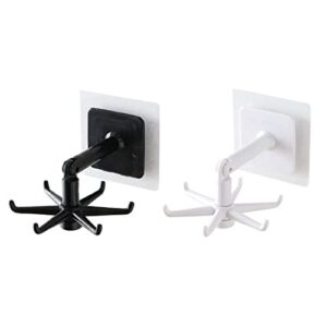 2 unidades de Ganchos Adesivos Multifuncionais Rotativos 360 Graus para Pendurar Utensílios Cozinha Chuveiro Banheiro Po