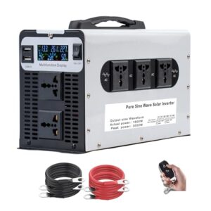 3000W DC 12V/24V/48V/60V/72V O onda senoidal pura do inversor de onda de onda sengrado Fase dividida DC DC SAÍDA CA 120V/240V Baixa frequência Conversor de inversor de energia solar,12V to 110V