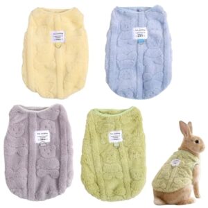 4 peças de roupas de coelho minimalistas de cor sólida: colete de puxar para aquecer o inverno lindo suéter de pelúcia camiseta adequada para coelhos, furões, gatinhos e filhotes (pequeno)