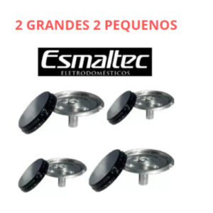 4 Tampas para Boca de Fogão e 4 Queimadores para Fogão Esmaltec Veneza/ Ágata/ Bali/ Munique/ Caribe
