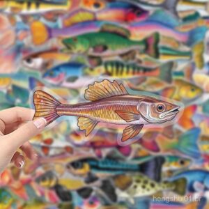 50 Folhas de Adesivos de Pequenos Peixes Tropicais Coloridos Realistas Ilustração Pequena Adesivos de Peixes Pequenos Pi