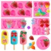 5 peças de moldes de morango, molde de fondant de morango de silicone, arco 3D, forma de fruta, formas de bolo, faça você mesmo, para fazer geleia, argila, chocolate, doce, cupcake, sorvete, vela