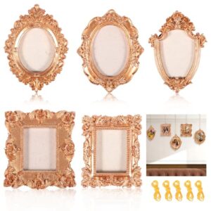 5 porta-retratos vintage com fita de veludo, moldura barroca, pingente criativo de árvore de Natal para exibição de imagens, árvore de Natal faça você mesmo, decoração de casamento em casa