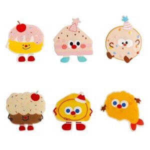 6 peças de ímãs de geladeira de sobremesa de desenho animado ímãs fofos ímãs de geladeira poderosos adesivos para cozinha, quadro branco, armário, lava-louças - decoração de artesanato bonito para