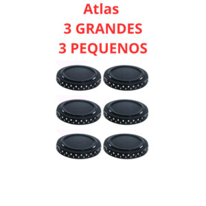 6 Tampas espalhador Boca de Fogão Atlas Mônaco tampinha, espalhador, Preto chama, peça Fogão 3g 3peq
