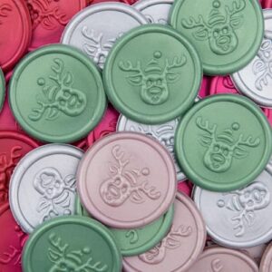 Adesivos autoadesivos de selo de cera de Natal ótimos para presentes de convite de Natal decoração de envelope de cartão de felicitações (cervo redondo de quatro cores)