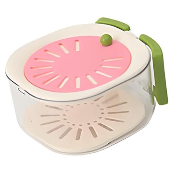 AFXGUSD Cesto Escorredor de Frutas, Cesto para Manter a Frescura, Peneira para Legumes, Recipiente de Armazenamento com Coador Multifuncional E Portátil em PP, Rosa, Tamanho real