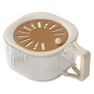 AFXGUSD Cesto Escorredor de Frutas com Tampa, Recipiente para Guardar Roupas, Cesto para Uso Doméstico, Cor Café, Tamanho real