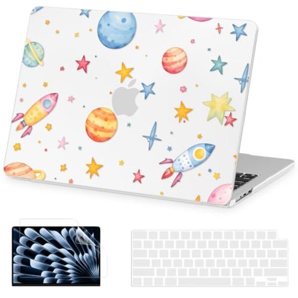 AKIT Compatível com MacBook Air 13 polegadas 2025 2024-2022 M4 M3 M2 A3240 A3113 A2681, capa rígida de padrão exclusivo para laptop + protetor de tela + capa de teclado para MacBook Air 13,6 polegadas