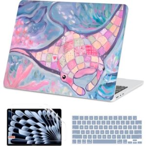 AKIT Compatível com MacBook Air 13 polegadas 2025 2024-2022 M4 M3 M2 A3240 A3113 A2681, capa rígida exclusiva para laptop + protetor de tela + capa de teclado para MacBook Air de 13,6 polegadas, peixe