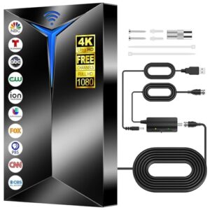 Antena de TV atualizada 2025 para Smart TV, alcance de mais de 800 milhas, antena digital interna/externa com amplificador, suporta canais locais HD 4K 8K 1080p, amplificador de sinal aprimorado e