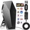 Antena de TV digital mais forte atualizada 2025, antena de TV de alcance de 2900 milhas para Smart TVs, antena HDTV interna/externa para canais locais com amplificador de sinal suporta cabo 4K 8K