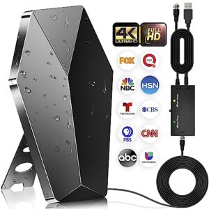 Antena de TV digital mais forte atualizada 2025, antena de TV de alcance de 2900 milhas para Smart TVs, antena HDTV interna/externa para canais locais com amplificador de sinal suporta cabo 4K 8K