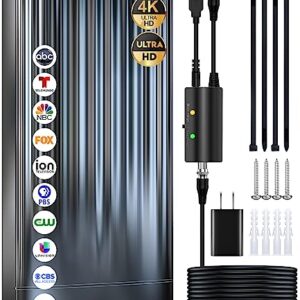 Antena de TV interna de 3500 milhas, antena digital 2025 para Smart TV externa, HDTV mais forte para canais locais com amplificador, amplificador de sinal e cabo coaxial de 1,5 m / adaptador CA