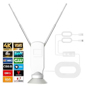 Antena de TV interna para Smart TV, antena HD digital de recepção de 360° sem cabo, suporta 4K/8K/1080p para canais locais gratuitos, com super amplificador de sinal (1Bunny, médio)
