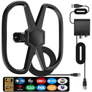 Antena de TV suporta 2 TVs-3200 + milhas antena digital de longo alcance Smart TV externa interna, amplificador de sinal HDTV mais forte, antenas HD com melhor classificação 360° recepção canais