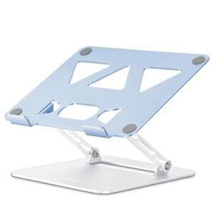 Aoviho Suporte de laptop ajustável para mesa, suporte de laptop portátil e elevador, suportes dobráveis de alumínio para MacBook Air Pro, HP, Lenovo, Dell, Samsung, 10 a 15,6 polegadas (azul celeste)