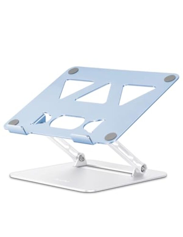 Aoviho Suporte de laptop ajustável para mesa, suporte de laptop portátil e elevador, suportes dobráveis de alumínio para MacBook Air Pro, HP, Lenovo, Dell, Samsung, 10 a 15,6 polegadas (azul celeste)