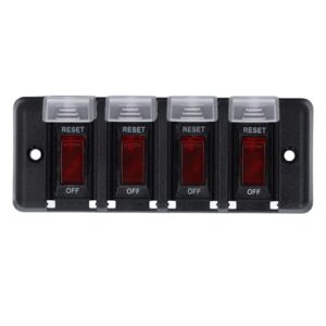 aqxreight Painel de Interruptor Basculante 4 Gangues à Prova d'água 4 LED Vermelho Painel de Controle do Interruptor de Proteção contra Sobrecarga DC12V 16A que Protege o Controle de Curto de