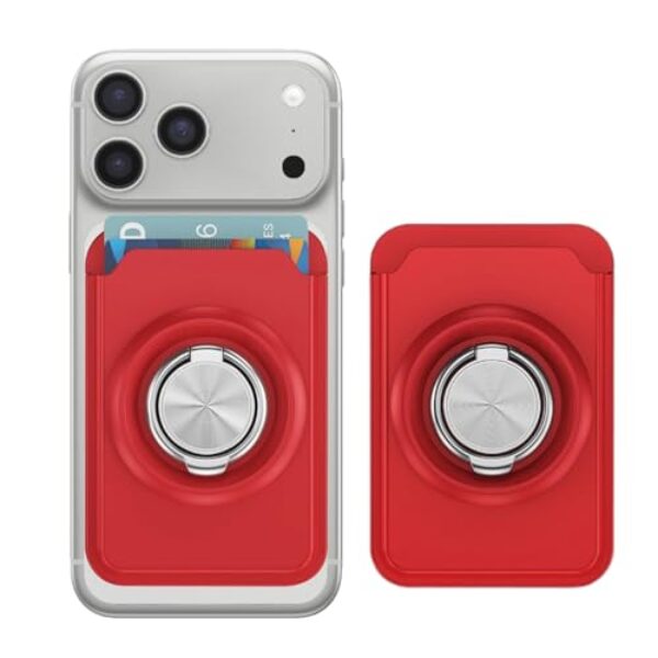 Asdsinfor Carteira adesiva para telefone, porta-cartão, com anel de aderência de dedo, suporte giratório, capa magnética para passaporte, bloco de RFID, adequada para a maioria dos smartphones. CH