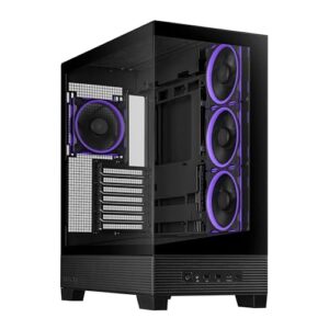 ASUS Capa A31 Plus preta ATX (placas-mãe de conector oculto, radiadores de 360 mm e placas gráficas de 380 mm, com opções de cores preto ou branco, quatro ventiladores ARGB pré-instalados