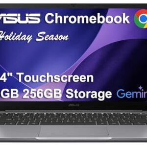 ASUS Laptop Chromebook CX14 (tela sensível ao toque FHD de 14 polegadas, Intel Celeron N4500, 8 GB de RAM, armazenamento de 256 GB (128 GB eMMC + cartão SD de 128 GB)) para casa e estudantes, webcam