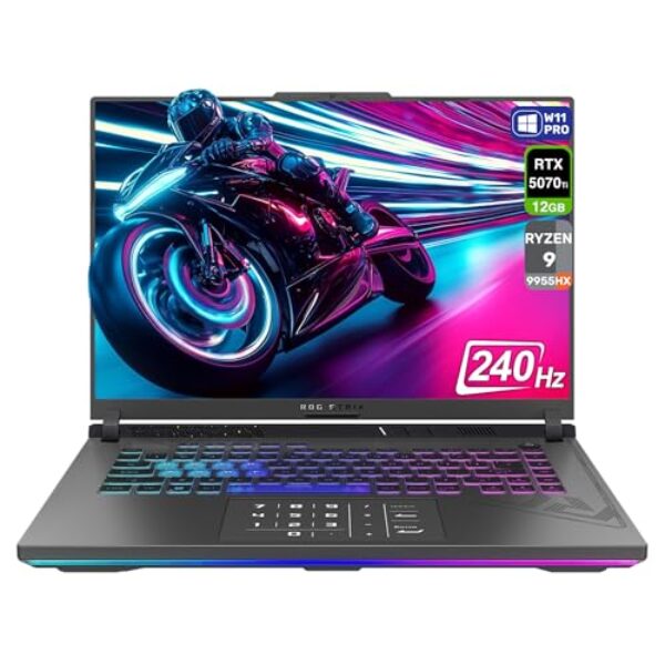 ASUS Laptop para jogos ROG Strix G16, AMD Ryzen 9-9955HX, RAM DDR5 de 32 GB, SSD PCIe de 2 TB, tela de 16 polegadas 2,5K (2560 x 1600), Nvidia G-Force RTX 5070Ti, teclado chiclet retroiluminado RGB